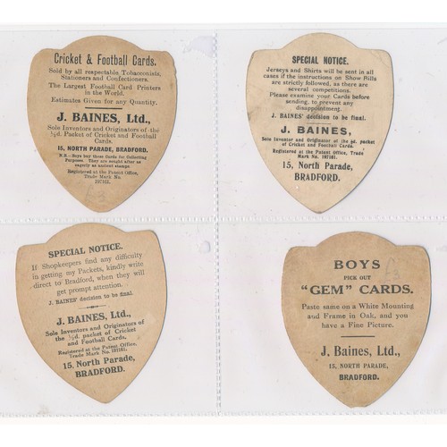 333 - Baines trade cards, Shield shaped Rugby cards (8), with Prestwich, Barrow, Newport, Dewsbury, Shankh... 