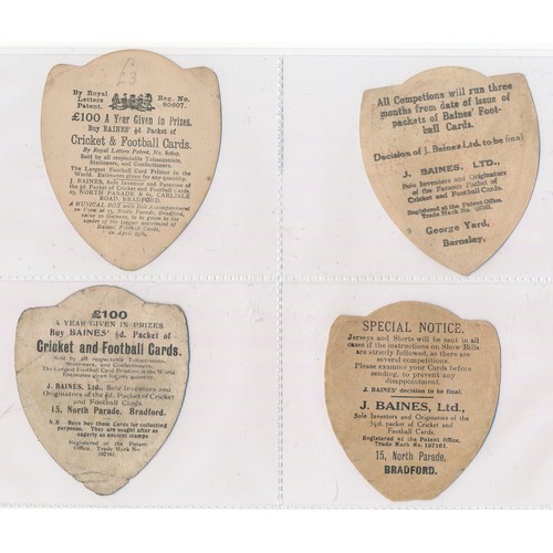 335 - Baines trade cards, Shield shaped Rugby cards (8),  with Barrow, Hove Edge, Hull, Stroud, Sutton, De... 