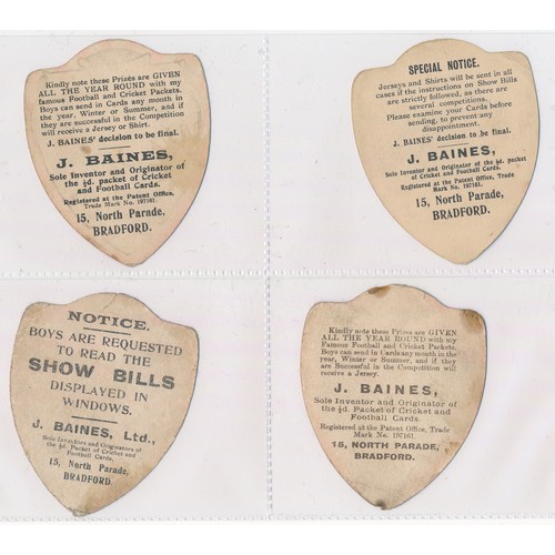 335 - Baines trade cards, Shield shaped Rugby cards (8),  with Barrow, Hove Edge, Hull, Stroud, Sutton, De... 