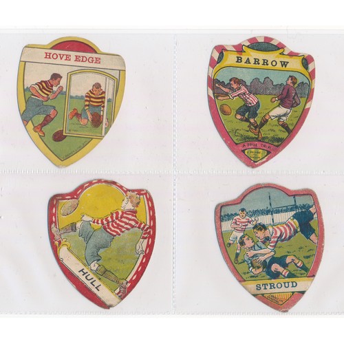 335 - Baines trade cards, Shield shaped Rugby cards (8),  with Barrow, Hove Edge, Hull, Stroud, Sutton, De... 