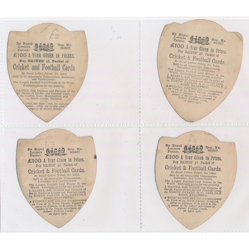 336 - Baines trade cards, Shield shaped Rugby cards (8), with Buenos, Chorley, Doon, Newbank, North Wester... 