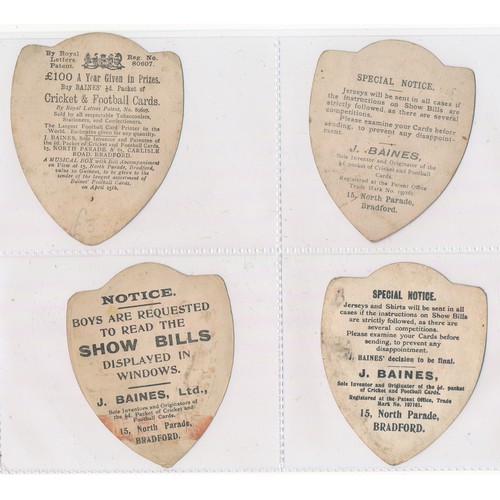 337 - Baines trade cards, Shield shaped Rugby cards (8), with Red Rock, St. James, Royal High School, Dunk... 