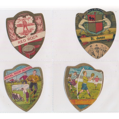 337 - Baines trade cards, Shield shaped Rugby cards (8), with Red Rock, St. James, Royal High School, Dunk... 