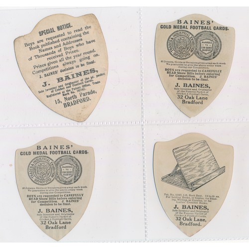 338 - Baines trade cards, Shield shaped Rugby cards (8), with Dewsbury, Wortley, Wales, Stradball, Wycliff... 