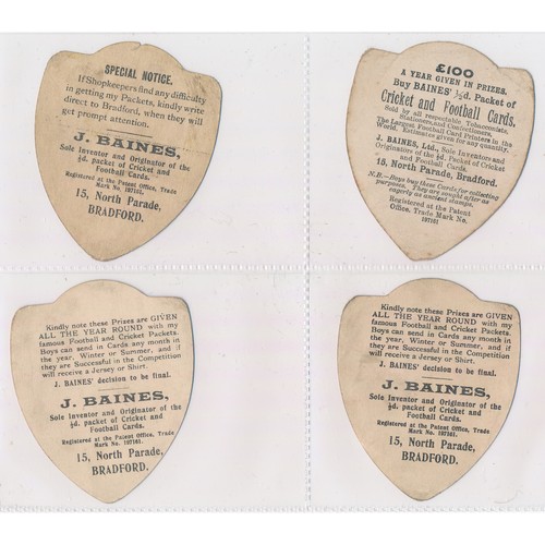 339 - Baines trade cards, Shield shaped Rugby cards (8), with The Old Brigade, Halifax, Wakefield Trinity,... 