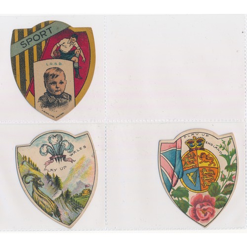 343 - Baines trade cards, Shield shaped Rugby cards (7) with 