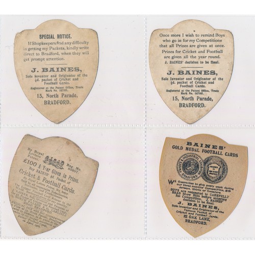 343 - Baines trade cards, Shield shaped Rugby cards (7) with 