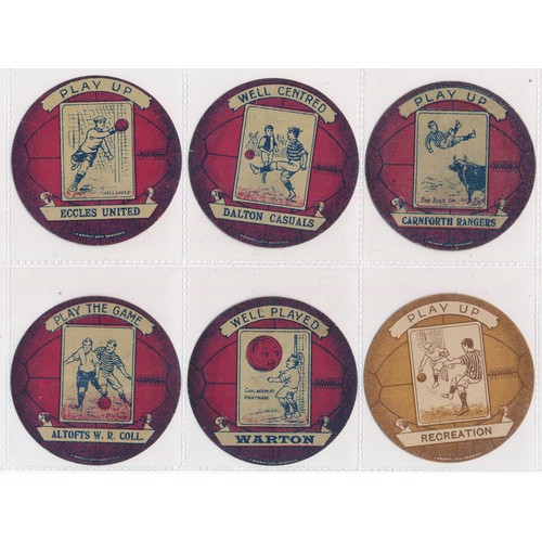 349 - Baines trade cards, circular football shaped (10) with Eccles United, Dalton Casuals, Carnforth Rang... 