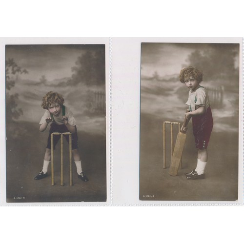 408 - Postcards - a small range of cricket cards (12), in plastic sleeves, in mixed condition.