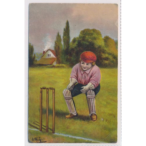 408 - Postcards - a small range of cricket cards (12), in plastic sleeves, in mixed condition.