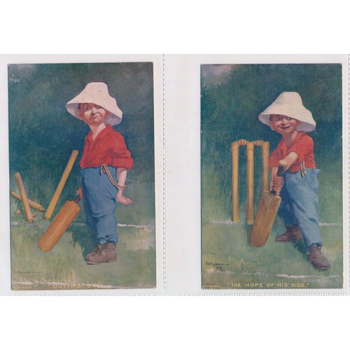 408 - Postcards - a small range of cricket cards (12), in plastic sleeves, in mixed condition.