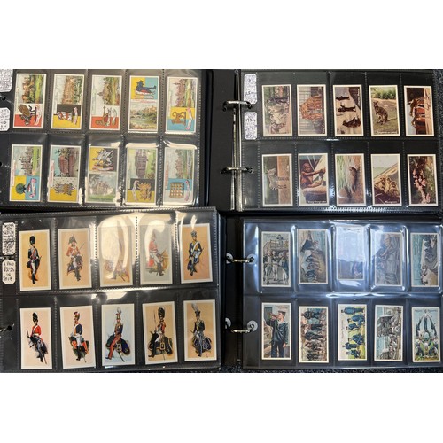 283 - Collection of cigarette cards and trade cards, mainly complete sets in plastic sleeves, in 10 albums... 