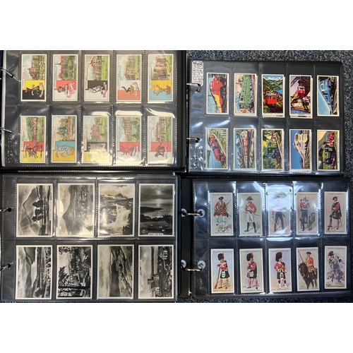 283 - Collection of cigarette cards and trade cards, mainly complete sets in plastic sleeves, in 10 albums... 