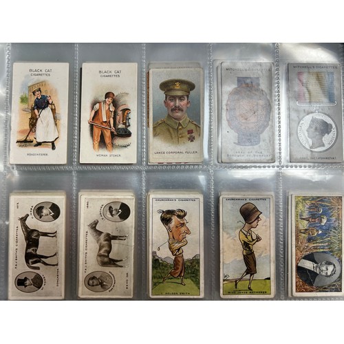 289 - Collection of cigarette cards, part sets and type cards in plastic sleeves, in an album, in mixed co... 