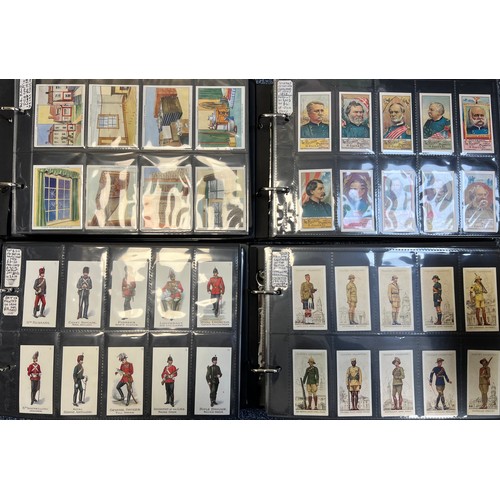 262 - Collection of cigarette cards and trade cards, mainly complete sets in plastic sleeves, in 11 albums... 