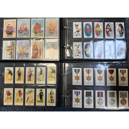 262 - Collection of cigarette cards and trade cards, mainly complete sets in plastic sleeves, in 11 albums... 