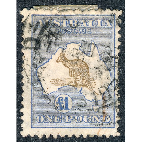 44 - Australia, 1915-27 £1 chocolate & dull blue U, (SG 44), Cat. £1,500.