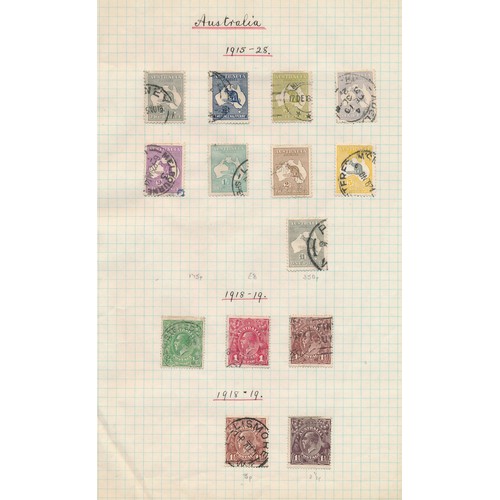 41 - Australia, early range on loose leaves to include; 1913 vals to 5/ U, 1913-14 6d Laughing Kookaburra... 