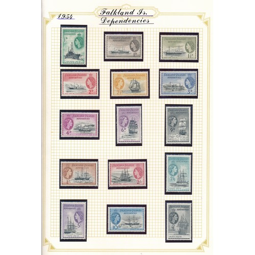 59 - Falkland Islands Dependencies 1954-62 set to £1 M. (SG G26-40), Cat. £225.