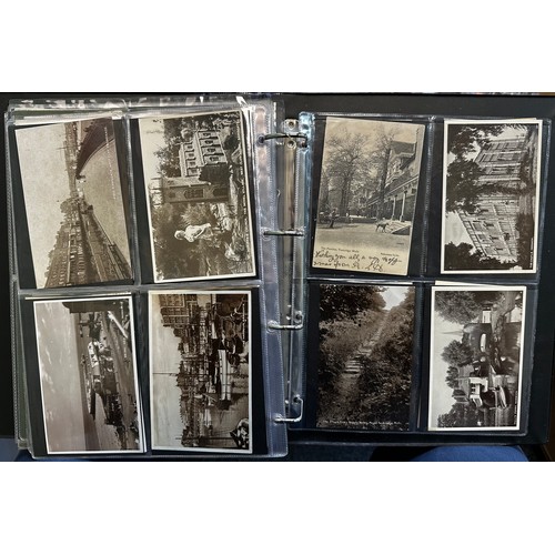 402 - Collection of postcards (216), all sleeved in an album, with good range of topographical cards with ... 