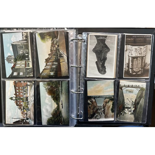 402 - Collection of postcards (216), all sleeved in an album, with good range of topographical cards with ... 