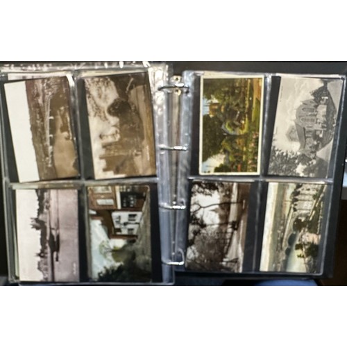 402 - Collection of postcards (216), all sleeved in an album, with good range of topographical cards with ... 