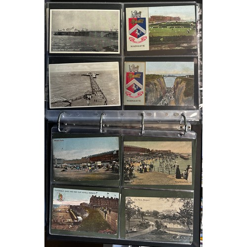 402 - Collection of postcards (216), all sleeved in an album, with good range of topographical cards with ... 