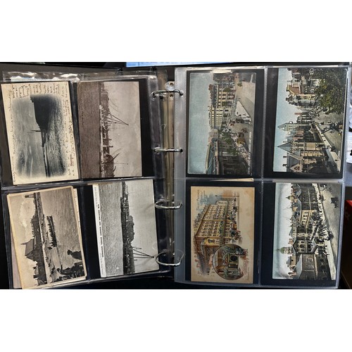 402 - Collection of postcards (216), all sleeved in an album, with good range of topographical cards with ... 