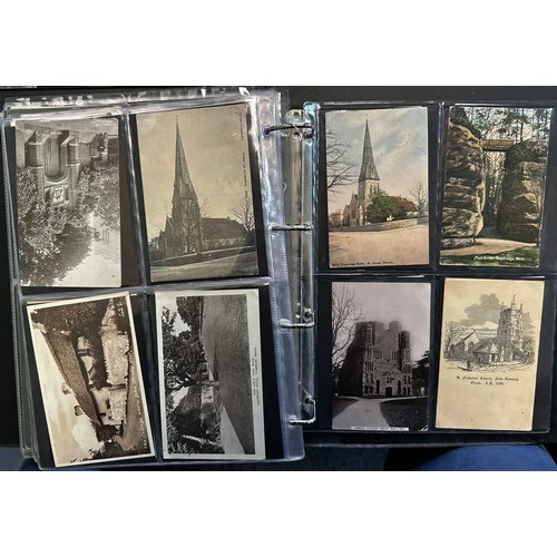 402 - Collection of postcards (216), all sleeved in an album, with good range of topographical cards with ... 