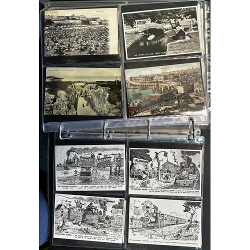 402 - Collection of postcards (216), all sleeved in an album, with good range of topographical cards with ... 