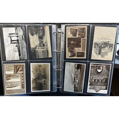 402 - Collection of postcards (216), all sleeved in an album, with good range of topographical cards with ... 