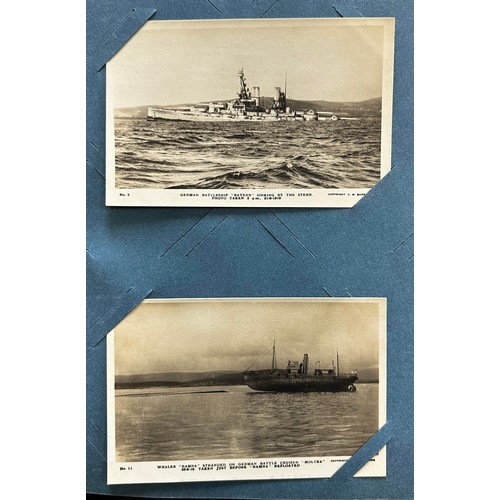 403 - Postcards - World War One Royal Navy collection (70), in an old album, mostly RP's with ships, sinki... 