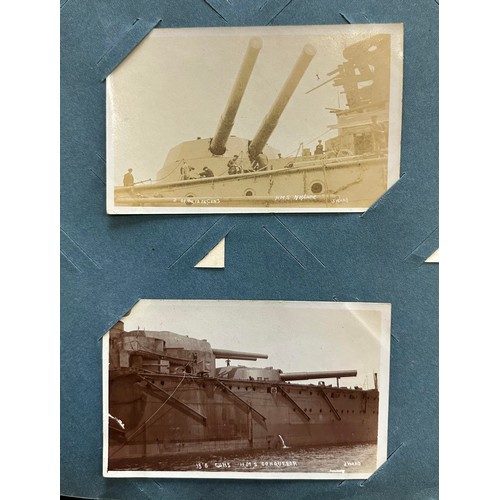 403 - Postcards - World War One Royal Navy collection (70), in an old album, mostly RP's with ships, sinki... 