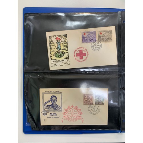 110 - Philippines, 1943-1959 small cover range in binder, to include; 1945 Victory ovpt, illustrated cover... 