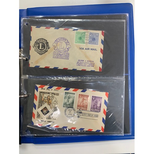 110 - Philippines, 1943-1959 small cover range in binder, to include; 1945 Victory ovpt, illustrated cover... 