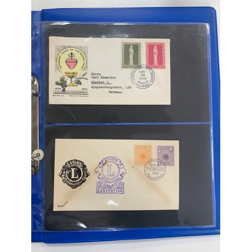 110 - Philippines, 1943-1959 small cover range in binder, to include; 1945 Victory ovpt, illustrated cover... 