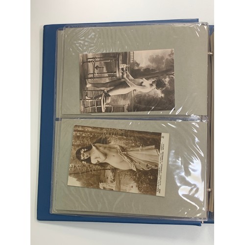 406 - Vintage glamour, range of vintage glamour / erotic postcards in binder. The majority appear to be re... 