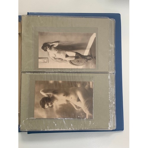 406 - Vintage glamour, range of vintage glamour / erotic postcards in binder. The majority appear to be re... 