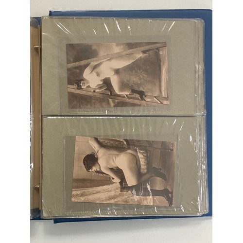 406 - Vintage glamour, range of vintage glamour / erotic postcards in binder. The majority appear to be re... 