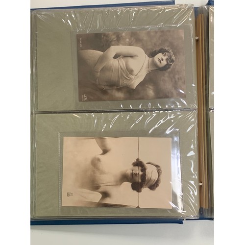 406 - Vintage glamour, range of vintage glamour / erotic postcards in binder. The majority appear to be re... 