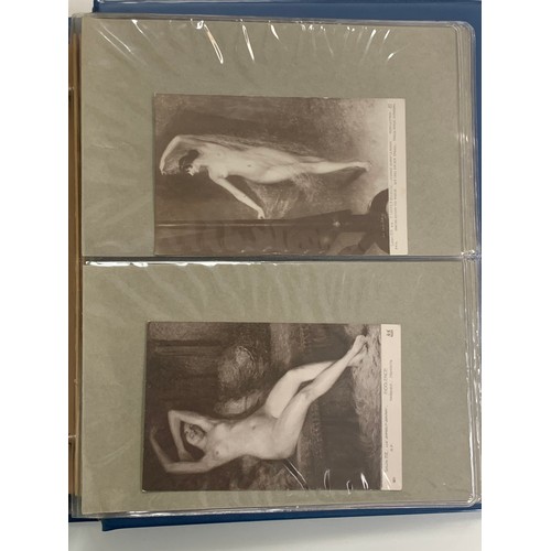 406 - Vintage glamour, range of vintage glamour / erotic postcards in binder. The majority appear to be re... 