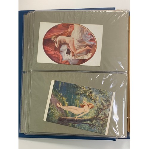 406 - Vintage glamour, range of vintage glamour / erotic postcards in binder. The majority appear to be re... 