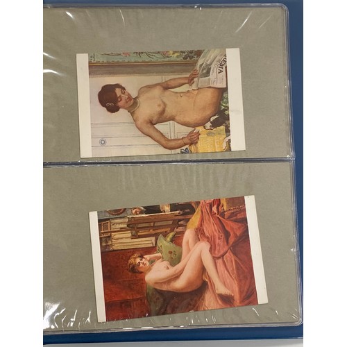 406 - Vintage glamour, range of vintage glamour / erotic postcards in binder. The majority appear to be re... 