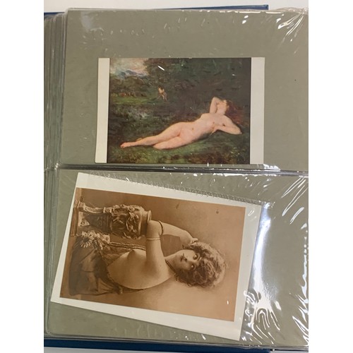 406 - Vintage glamour, range of vintage glamour / erotic postcards in binder. The majority appear to be re... 