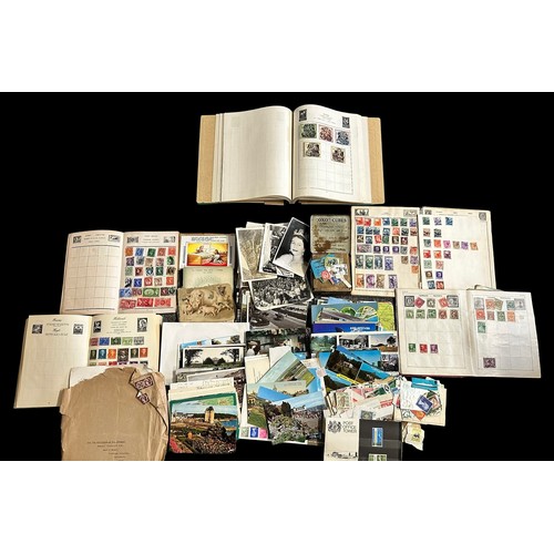 14 - World untidy boxed collection in two albums and loose, including world issues in small quantities an... 