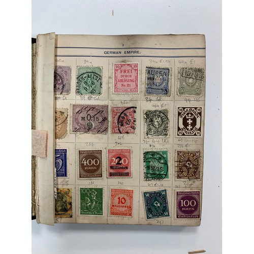 23 - Small world stamp collection in three old albums to include; Germany, France, USA, French Cols, Shan... 