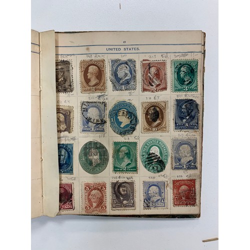 23 - Small world stamp collection in three old albums to include; Germany, France, USA, French Cols, Shan... 