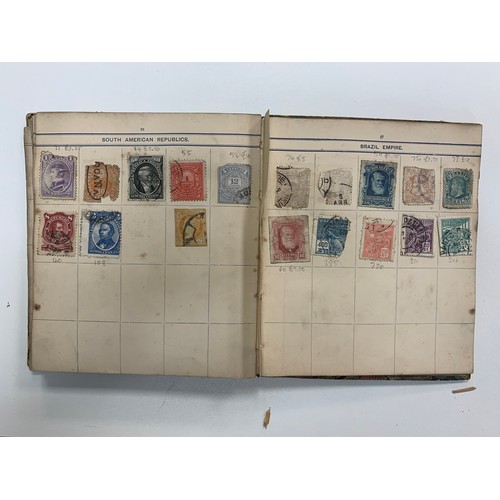 23 - Small world stamp collection in three old albums to include; Germany, France, USA, French Cols, Shan... 