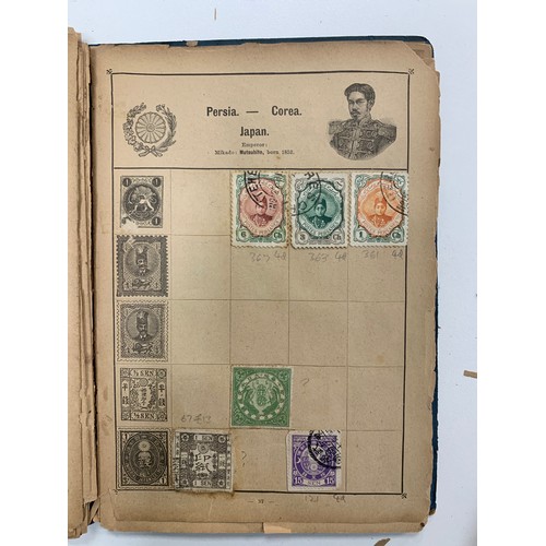 23 - Small world stamp collection in three old albums to include; Germany, France, USA, French Cols, Shan... 