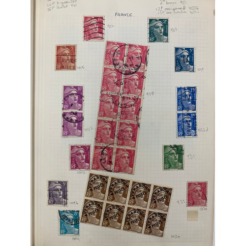 23 - Small world stamp collection in three old albums to include; Germany, France, USA, French Cols, Shan... 